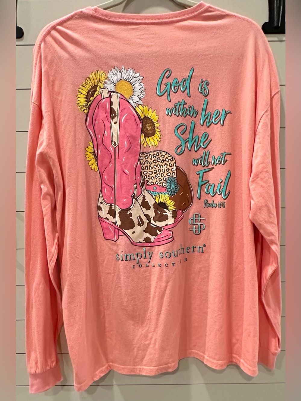 Simply Southern “God Is Within Her She Will Not Fail” Long-Sleeve Graphic Tee XL